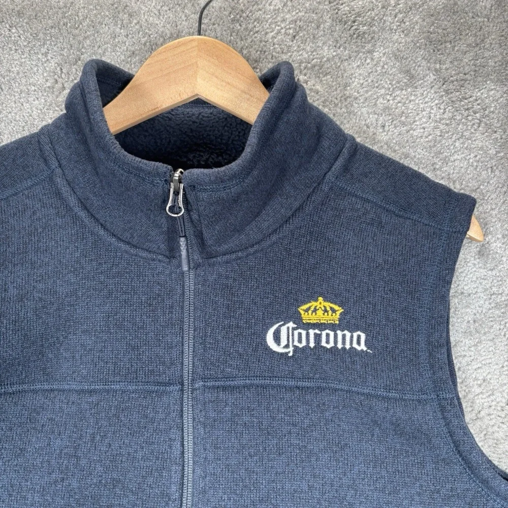 The North Face Sweater Fleece Vest Mens M Full Zip Blue Corona Company Logo